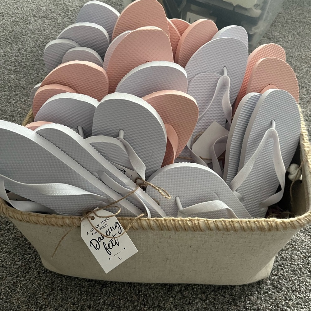 Pink and White Flip Flops